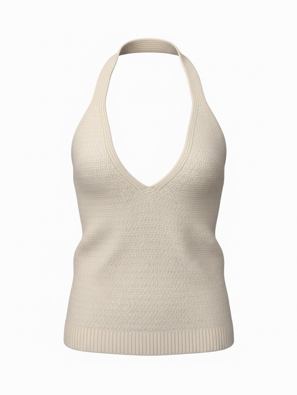 Streetwear Society Cream Halter V-Neck Knit Cami